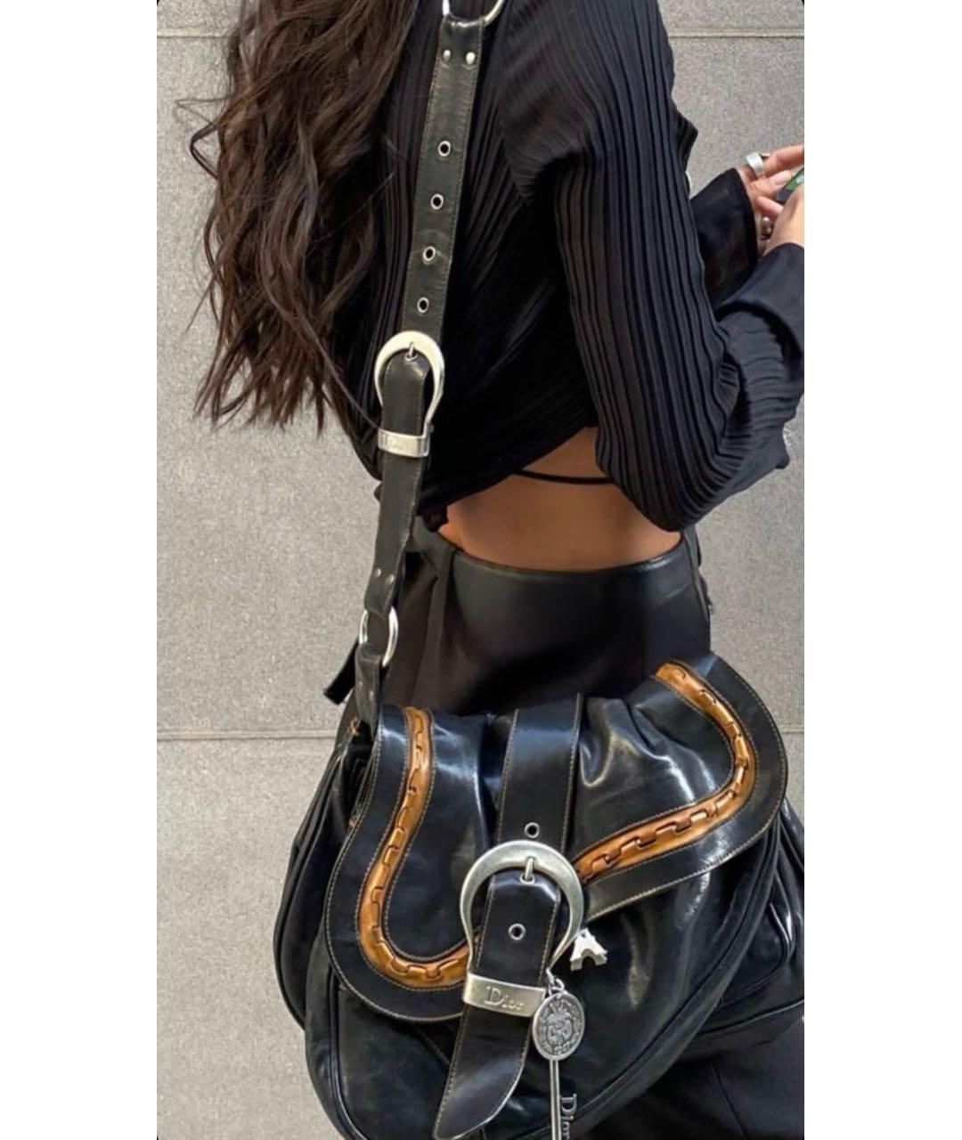 CHRISTIAN DIOR Черная кожаная сумка через плечо, фото 5