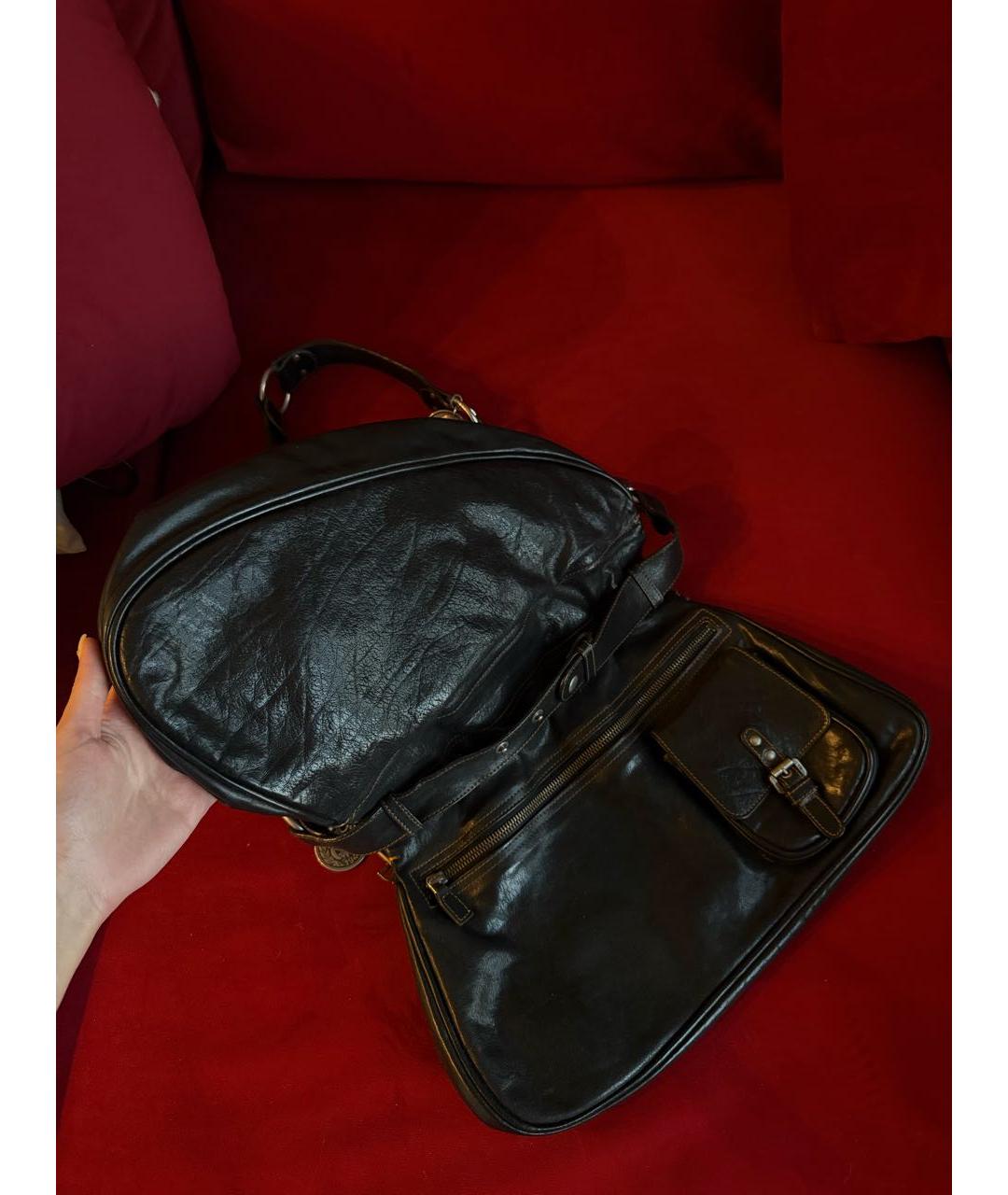 CHRISTIAN DIOR Черная кожаная сумка через плечо, фото 3