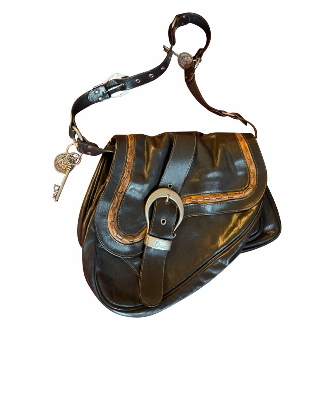CHRISTIAN DIOR Черная кожаная сумка через плечо, фото 1