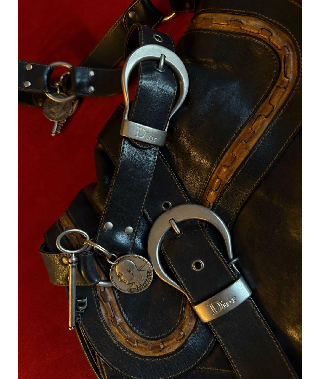 CHRISTIAN DIOR Черная кожаная сумка через плечо, фото 4