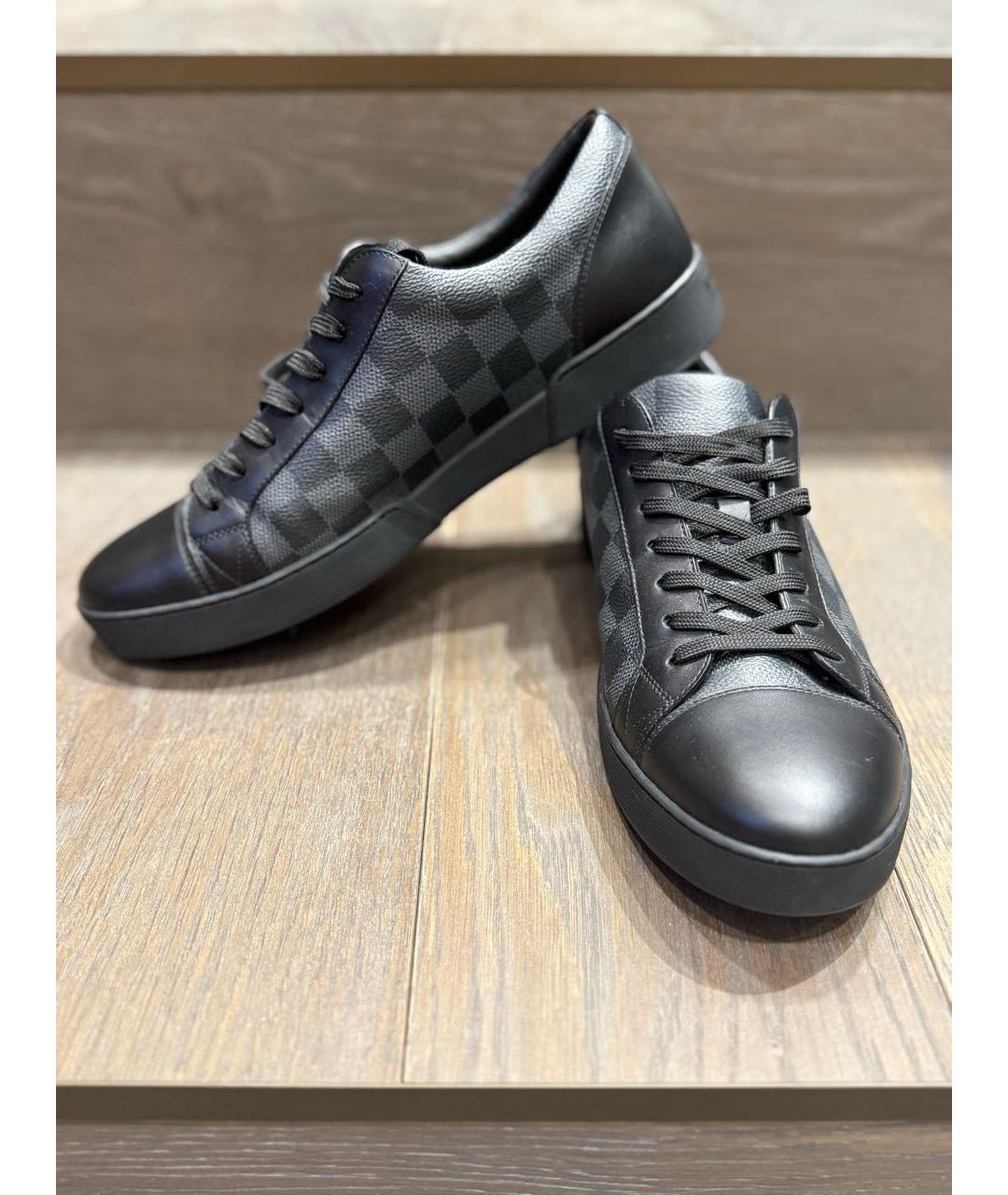 LOUIS VUITTON Черные кожаные низкие кроссовки / кеды, фото 8