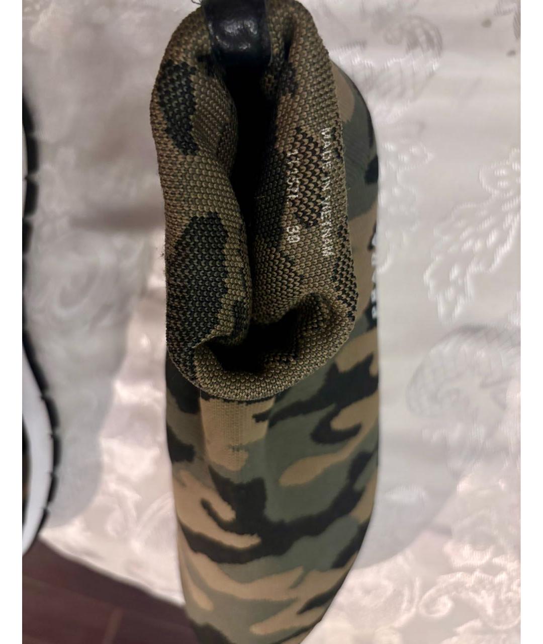 PRADA Хаки текстильные кроссовки, фото 3