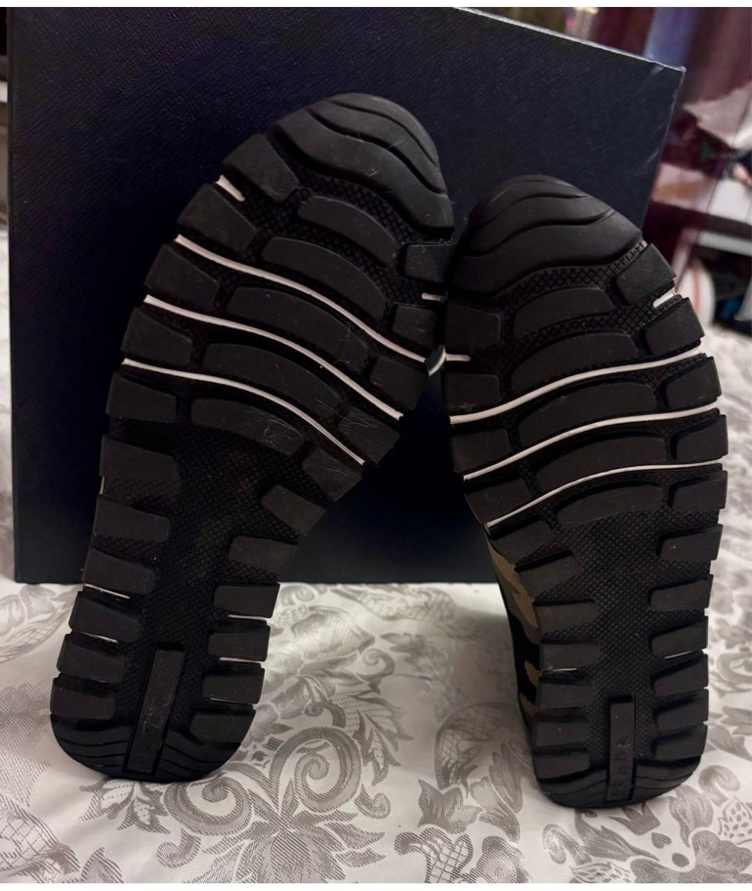 PRADA Хаки текстильные кроссовки, фото 5