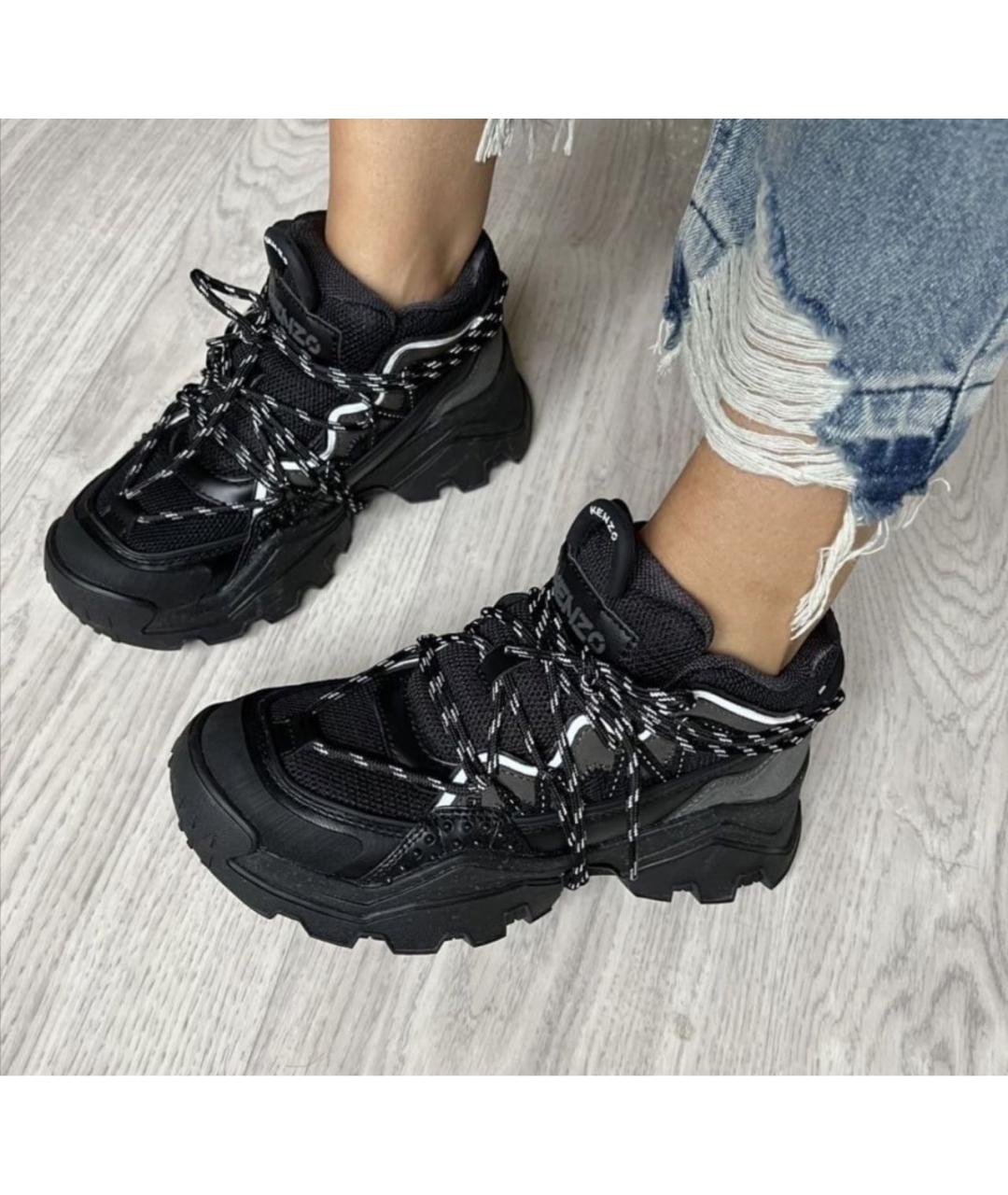 KENZO Черные кожаные кроссовки, фото 2