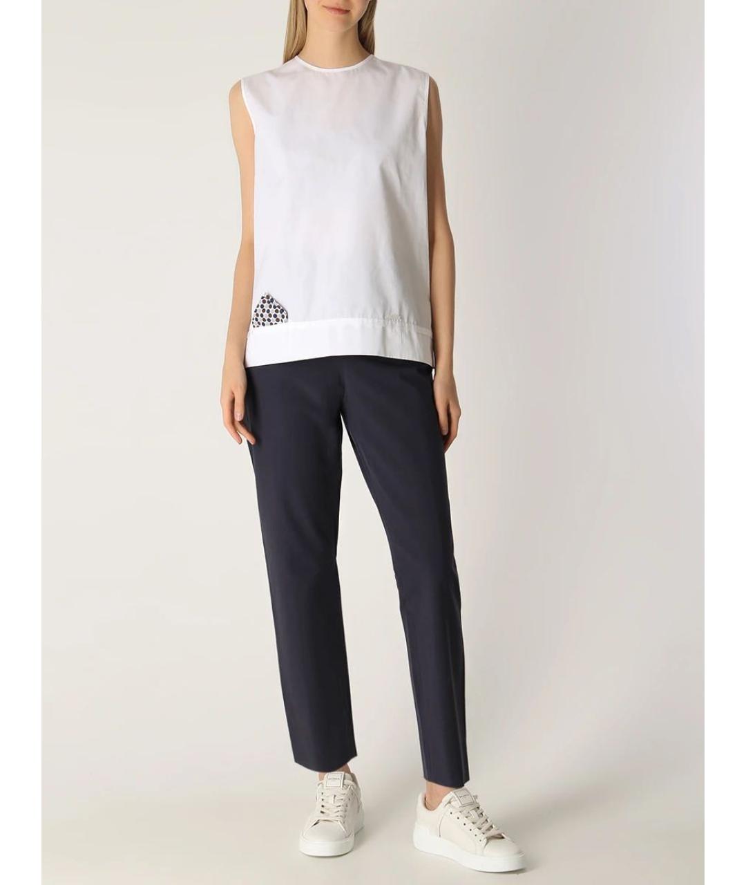 PESERICO Темно-синие хлопко-эластановые брюки узкие, фото 2