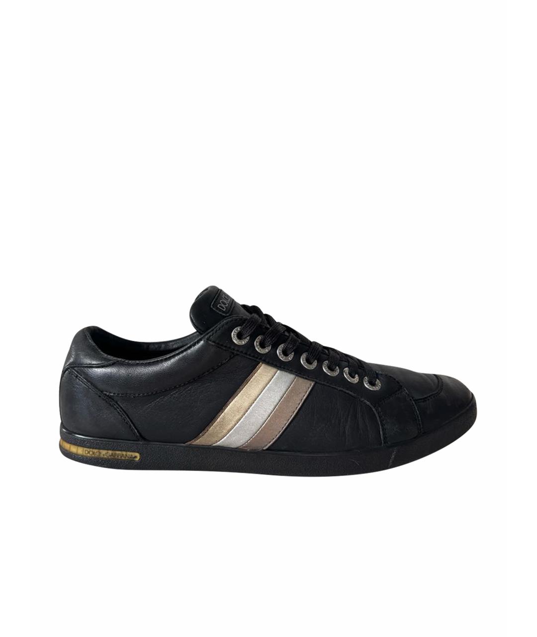 DOLCE&GABBANA Черные кожаные низкие кроссовки / кеды, фото 1