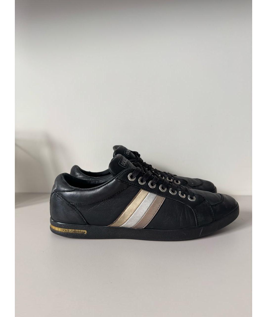 DOLCE&GABBANA Черные кожаные низкие кроссовки / кеды, фото 7