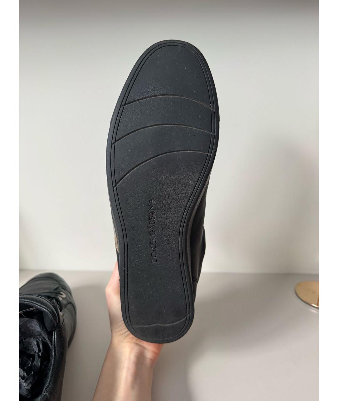 DOLCE&GABBANA Черные кожаные низкие кроссовки / кеды, фото 5