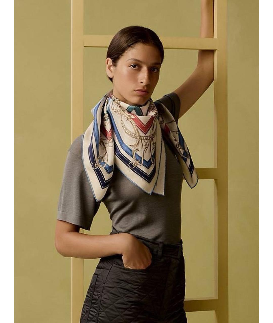 HERMES Мульти шелковый платок, фото 3