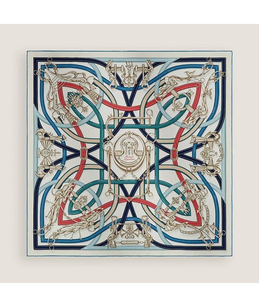 HERMES Мульти шелковый платок, фото 6