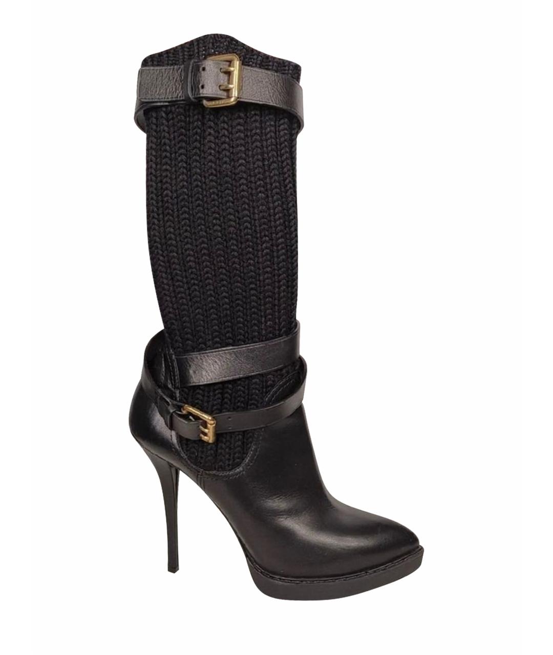 GUCCI Черные кожаные сапоги, фото 1