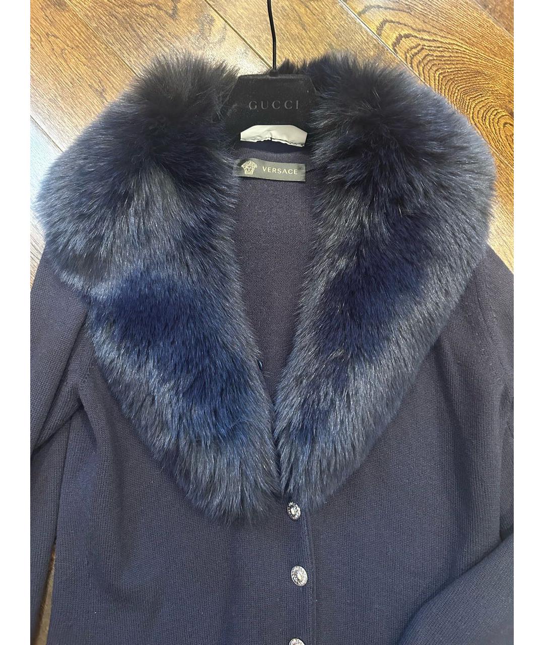 VERSACE Темно-синий шерстяной кардиган, фото 8