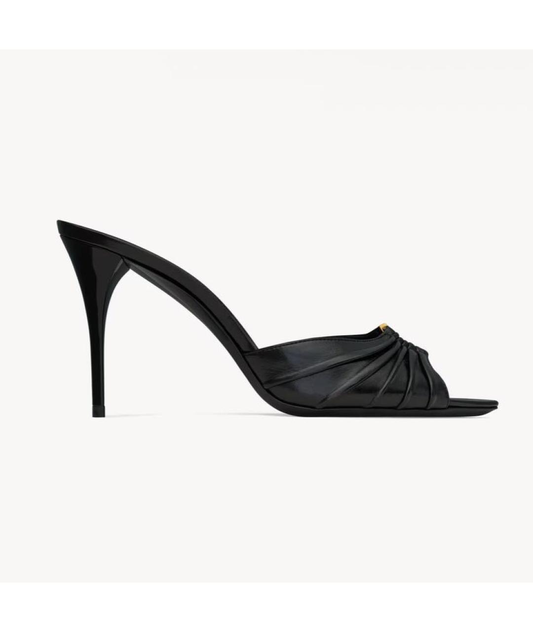 SAINT LAURENT Черные кожаные мюли, фото 6