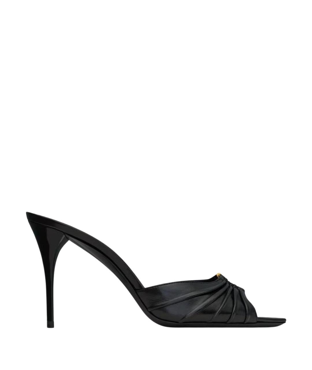 SAINT LAURENT Черные кожаные мюли, фото 1