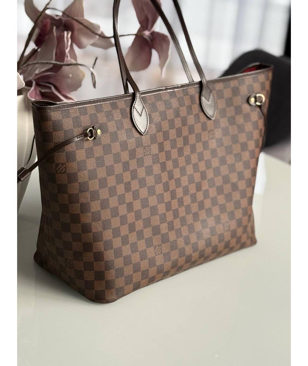 LOUIS VUITTON Коричневая кожаная сумка тоут, фото 5