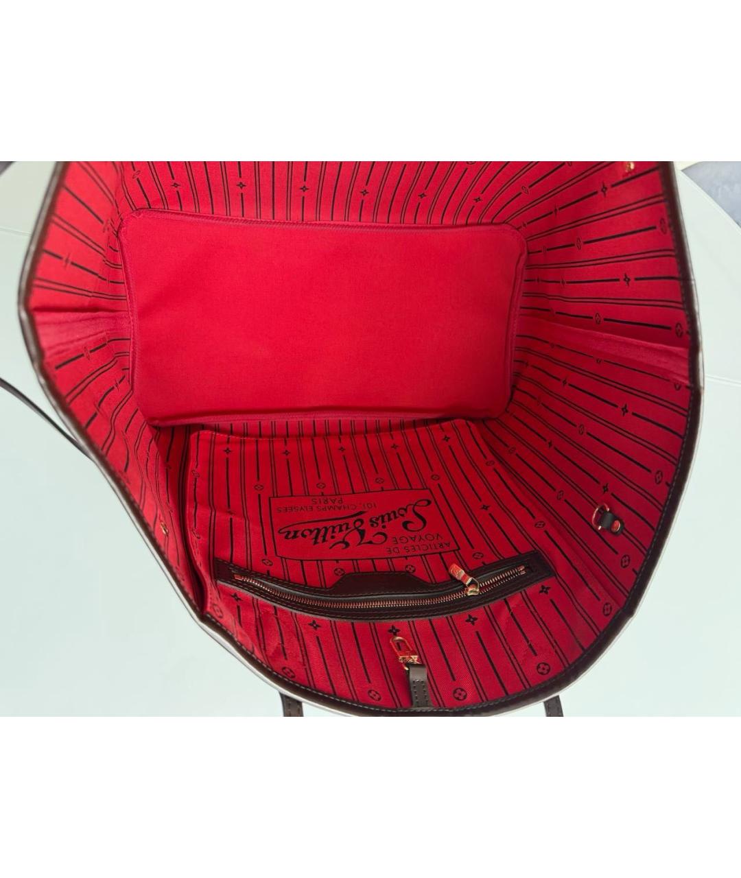 LOUIS VUITTON Коричневая кожаная сумка тоут, фото 4