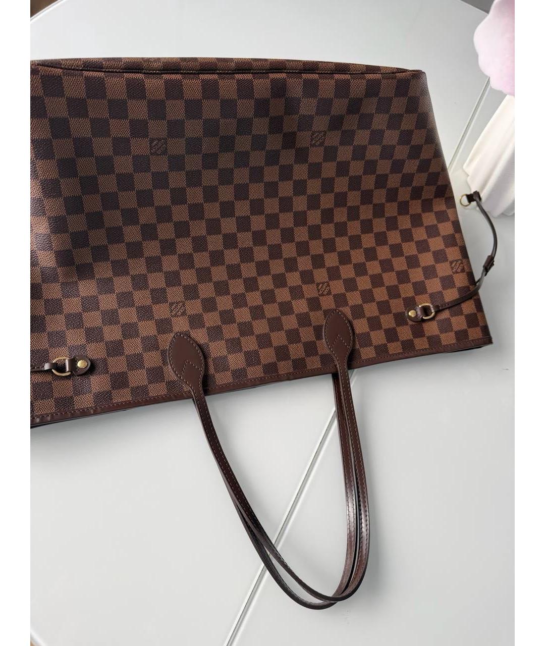 LOUIS VUITTON Коричневая кожаная сумка тоут, фото 7