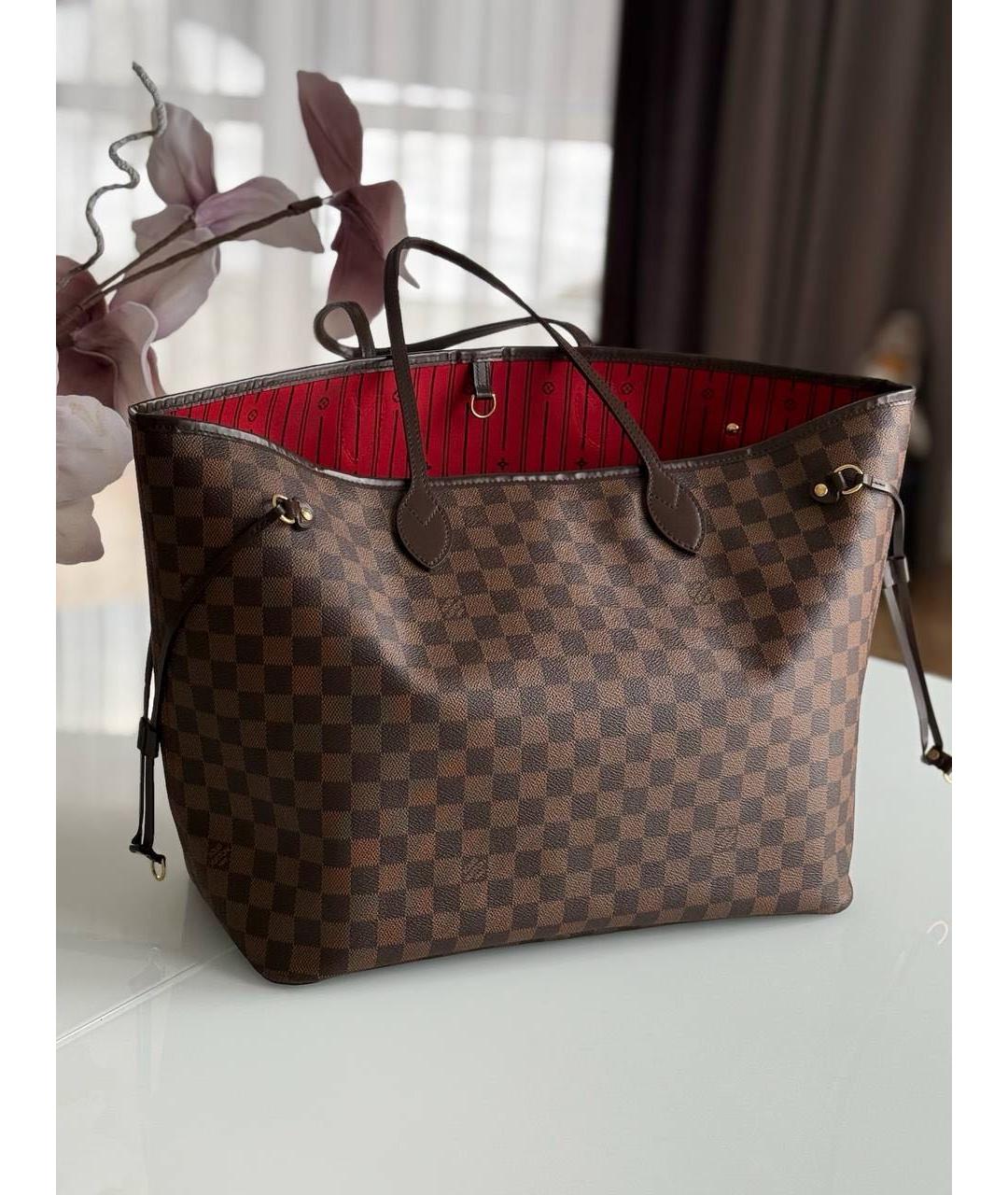 LOUIS VUITTON Коричневая кожаная сумка тоут, фото 9