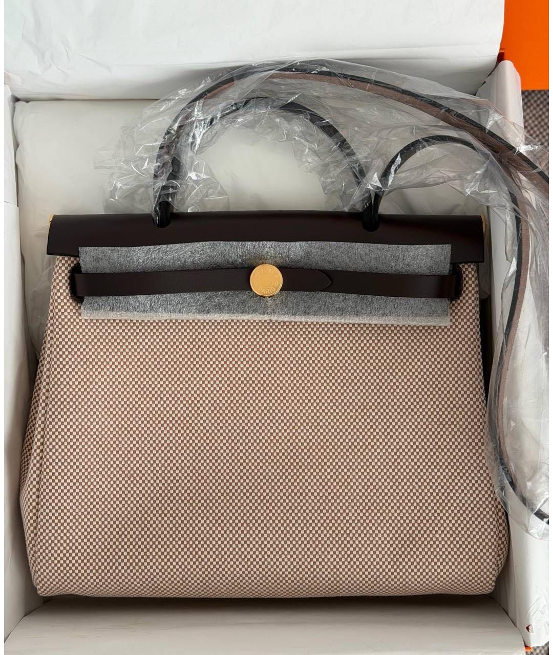 HERMES Коричневая тканевая сумка через плечо, фото 2