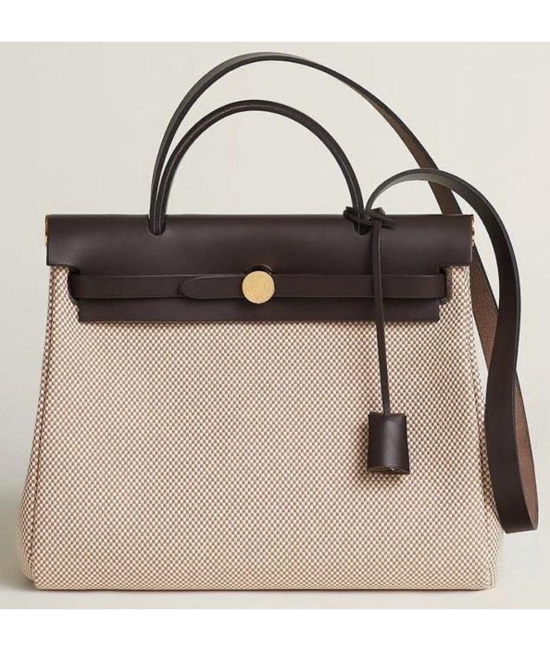 HERMES Коричневая тканевая сумка через плечо, фото 4