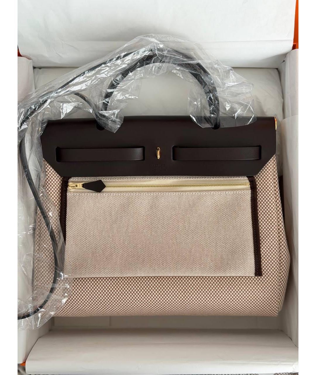 HERMES Коричневая тканевая сумка через плечо, фото 3