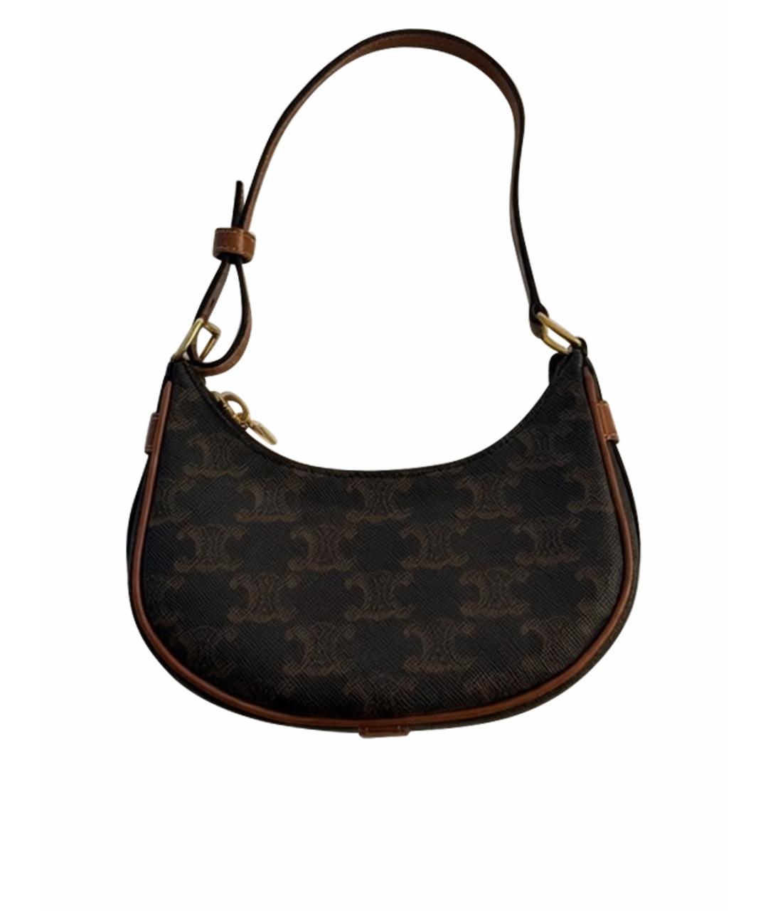 CELINE Коричневая кожаная сумка с короткими ручками, фото 1