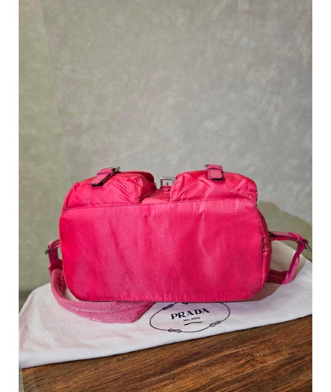 PRADA Розовый синтетический рюкзак, фото 9