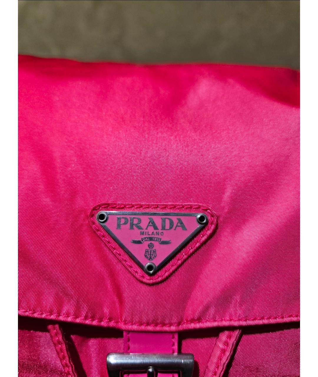 PRADA Розовый синтетический рюкзак, фото 8