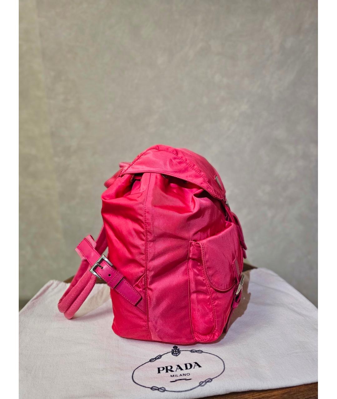 PRADA Розовый синтетический рюкзак, фото 4
