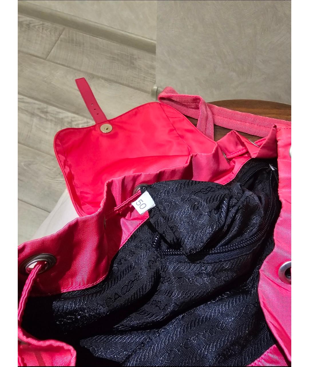 PRADA Розовый синтетический рюкзак, фото 7