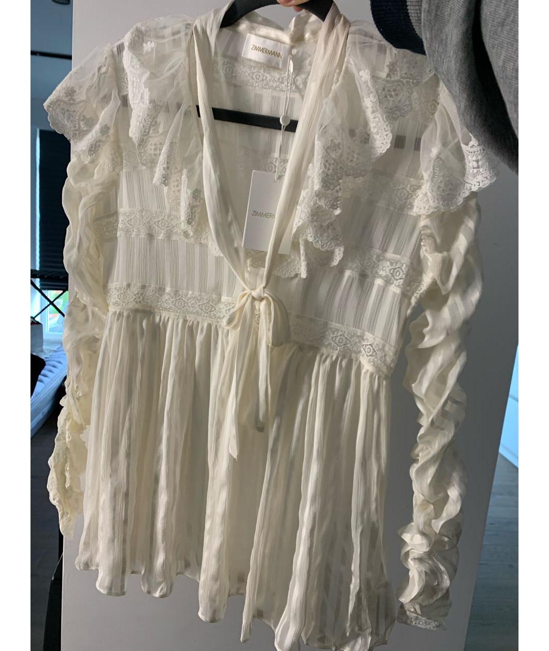 ZIMMERMANN Белая шелковая блузы, фото 5