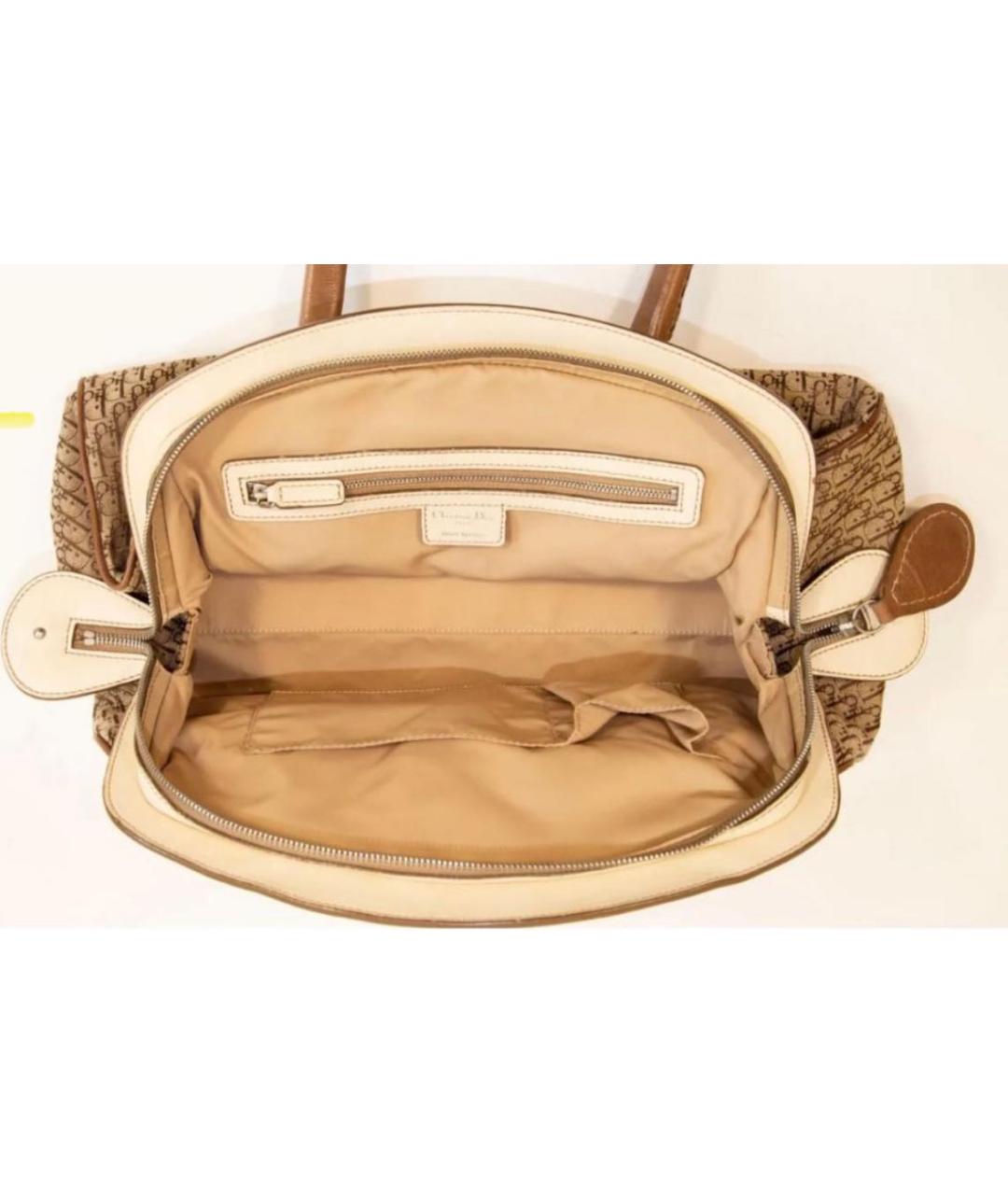 CHRISTIAN DIOR Бежевая жаккардовая сумка с короткими ручками, фото 4