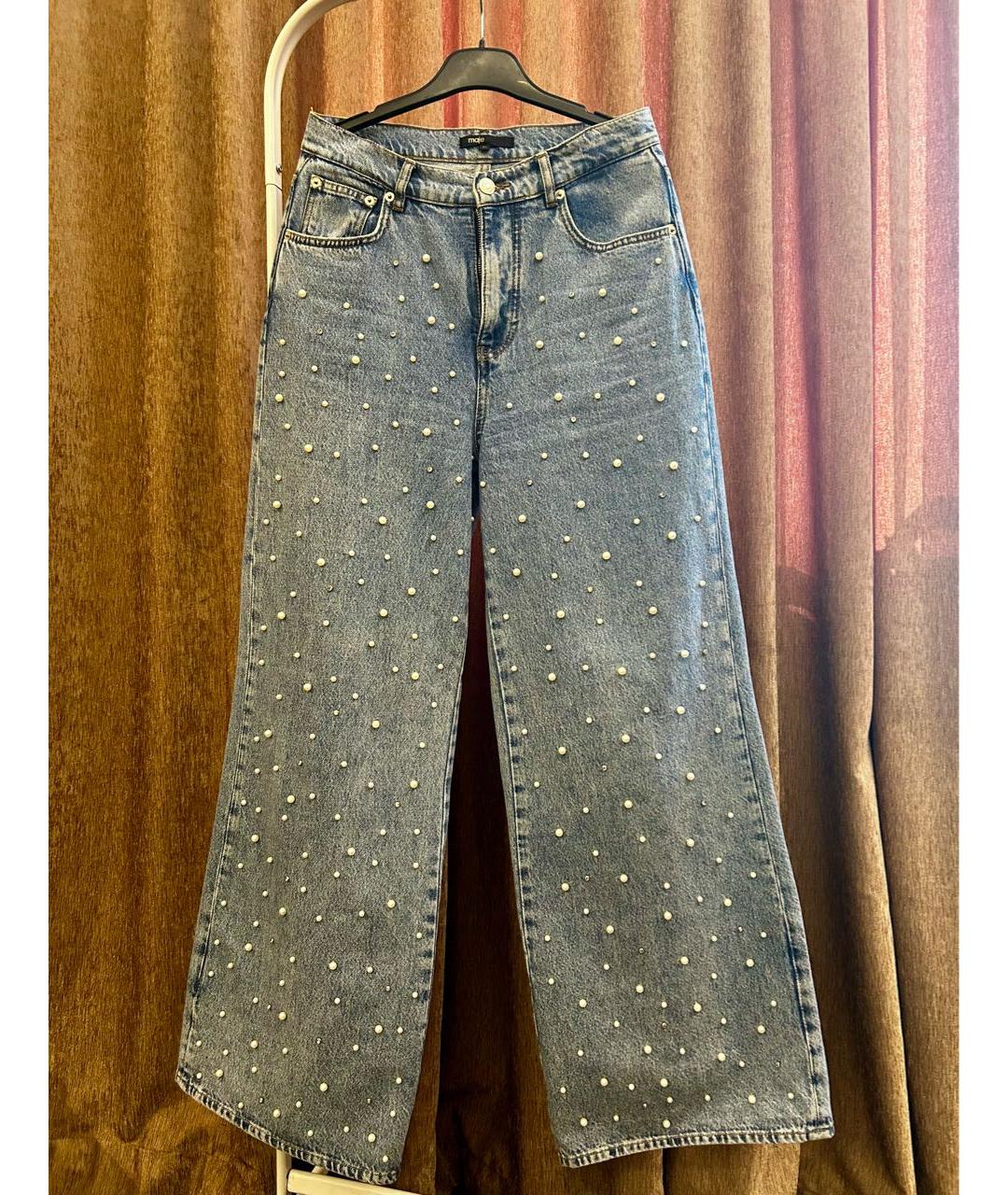 MAJE Голубые хлопковые прямые джинсы, фото 5