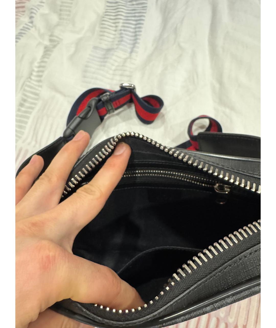 GUCCI Антрацитовая кожаная поясная сумка, фото 4