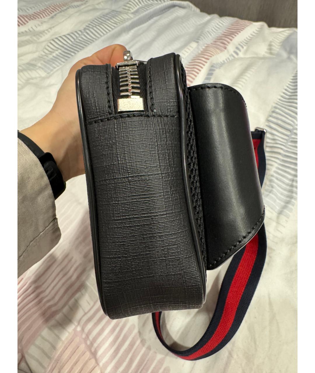 GUCCI Антрацитовая кожаная поясная сумка, фото 3