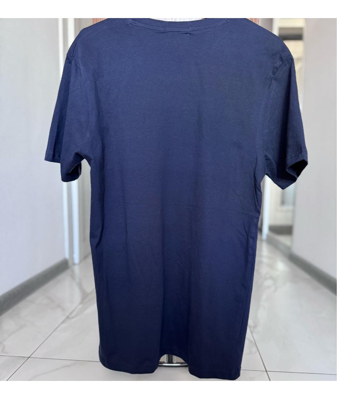 CAVALLI CLASS Темно-синяя хлопковая футболка, фото 3