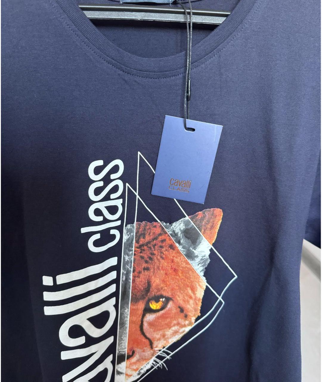 CAVALLI CLASS Темно-синяя хлопковая футболка, фото 7
