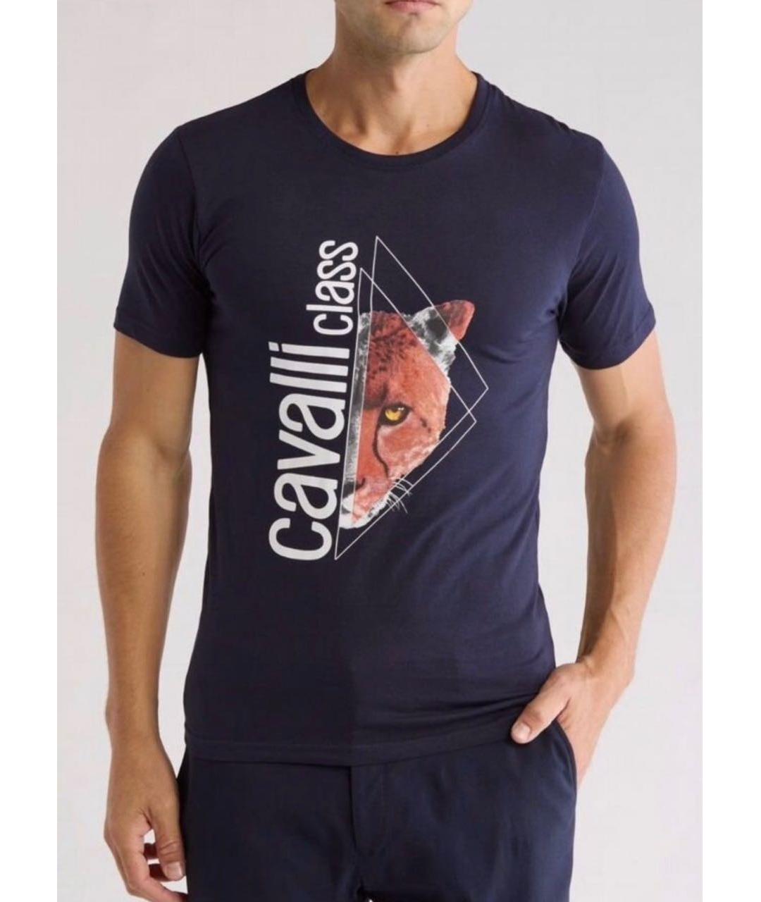CAVALLI CLASS Темно-синяя хлопковая футболка, фото 8