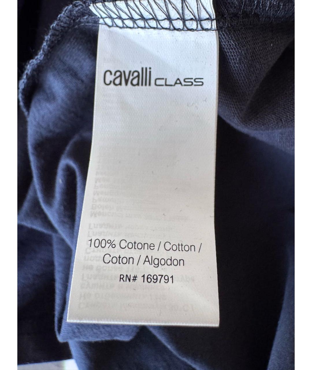 CAVALLI CLASS Темно-синяя хлопковая футболка, фото 6
