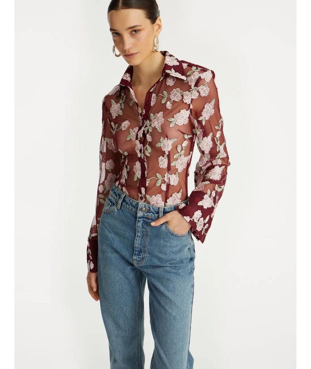 ROTATE Бордовая кружевная рубашка, фото 4