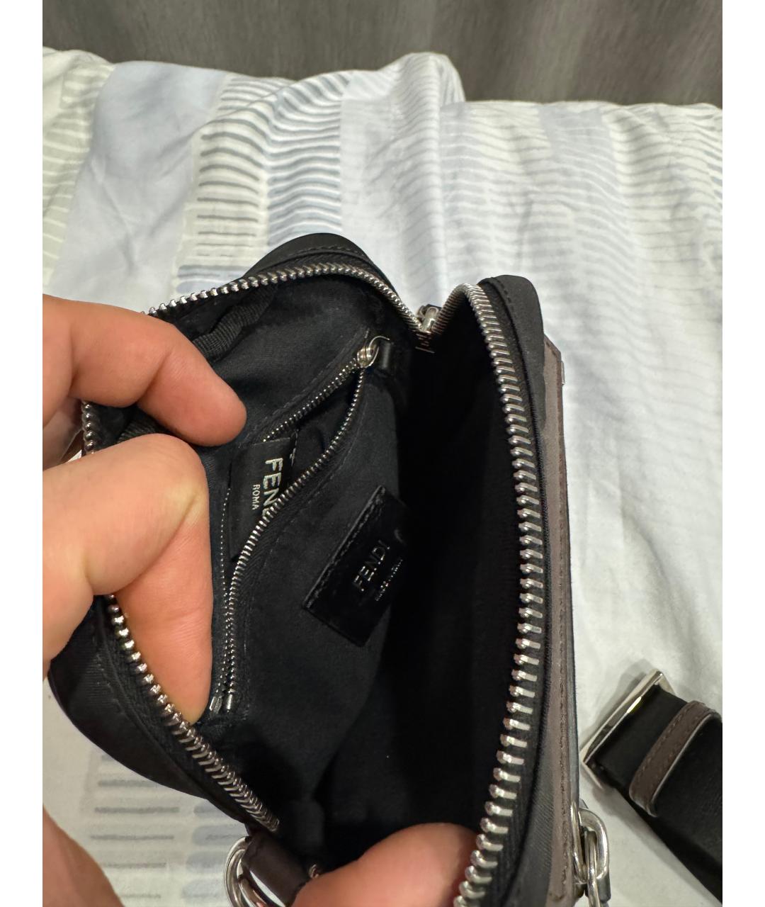 FENDI Коричневая жаккардовая сумка на плечо, фото 4