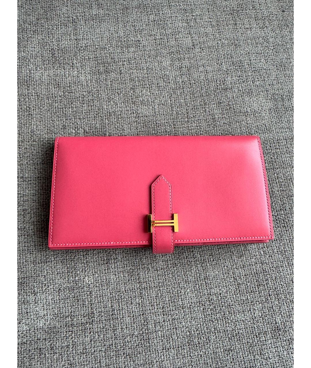 HERMES Розовый кожаный кошелек, фото 9
