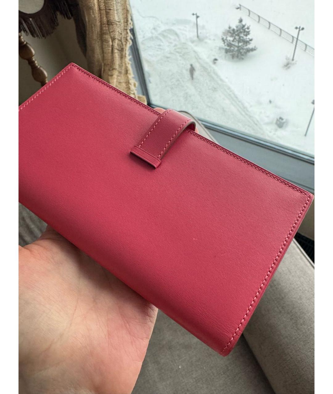 HERMES Розовый кожаный кошелек, фото 8