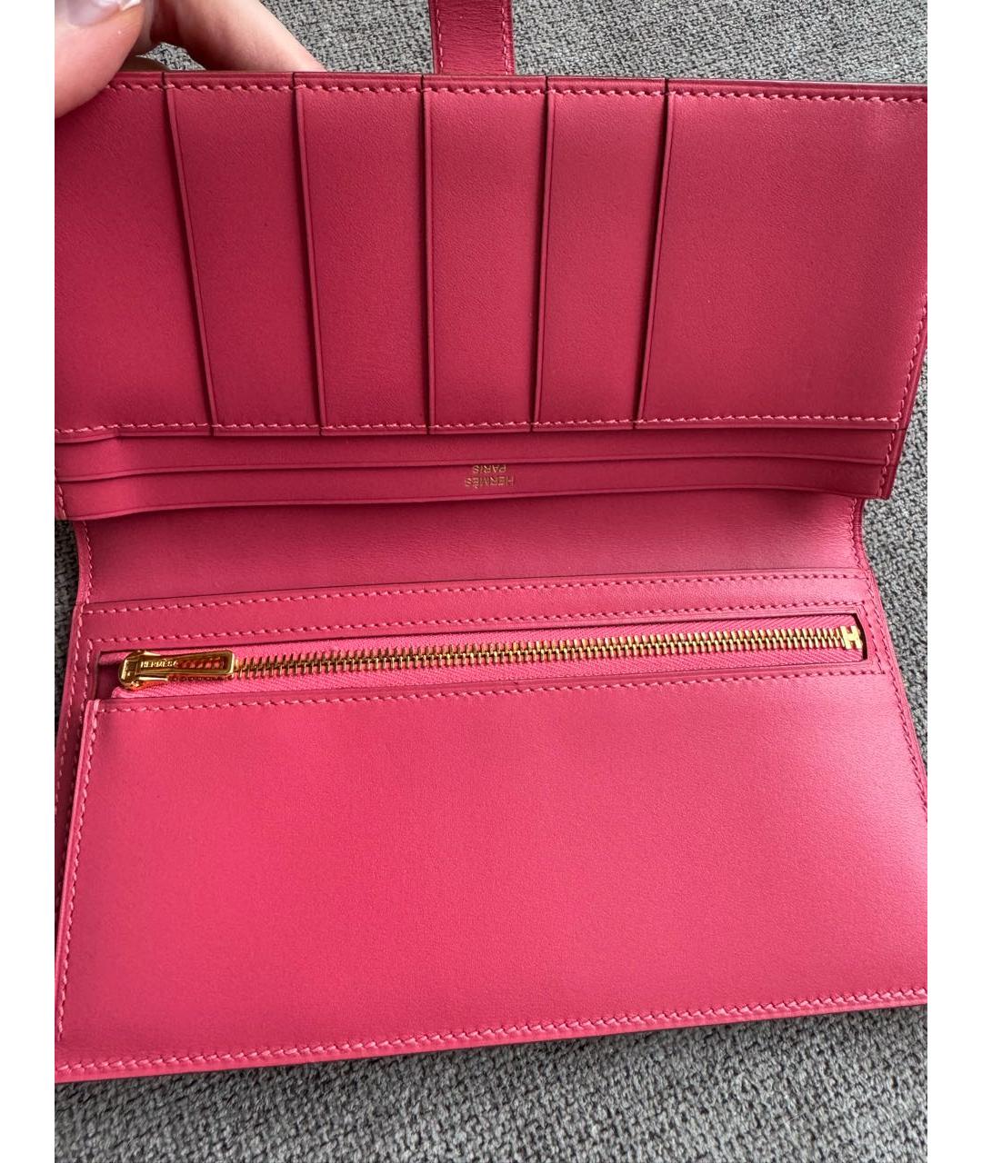 HERMES Розовый кожаный кошелек, фото 4