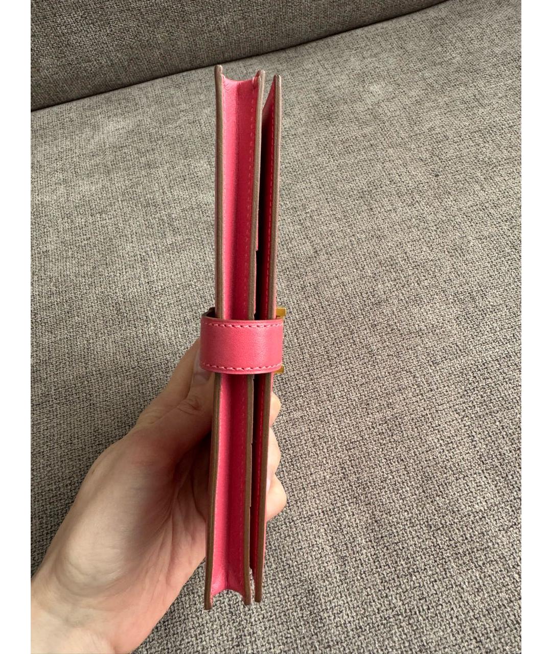 HERMES Розовый кожаный кошелек, фото 5