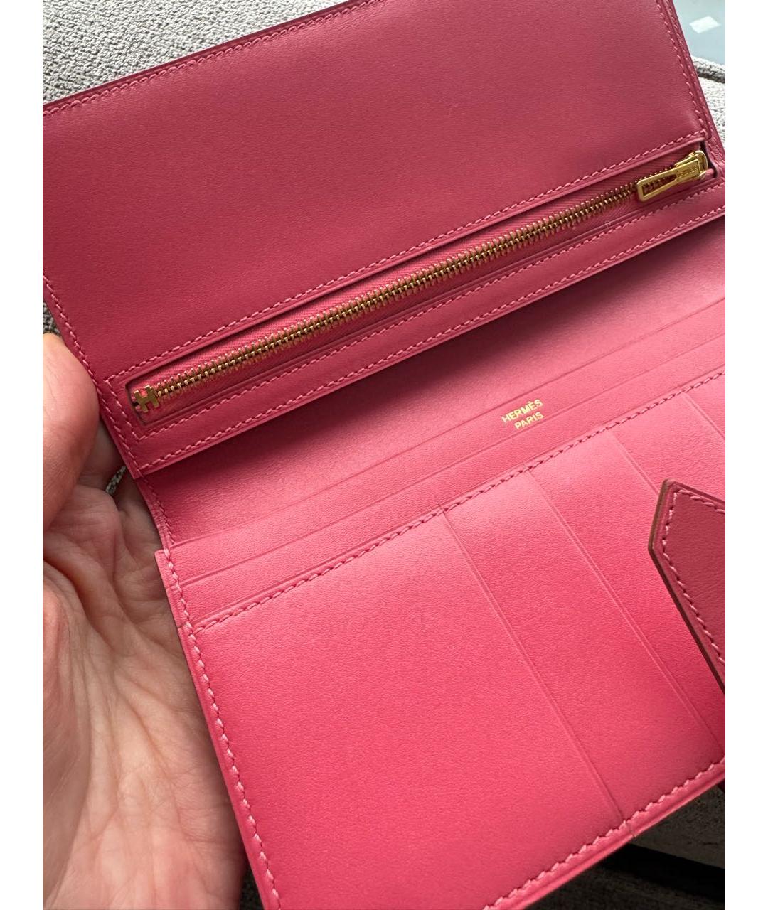 HERMES Розовый кожаный кошелек, фото 6
