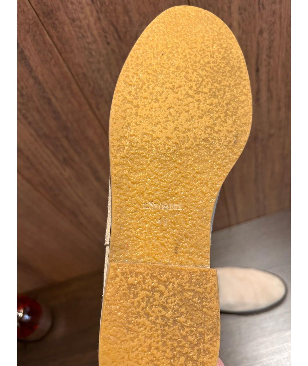 12 STOREEZ Бежевые замшевые брогги и оксфорды, фото 5