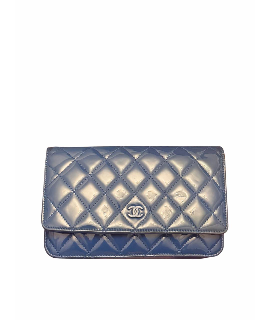 CHANEL Синяя сумка через плечо из лакированной кожи, фото 1