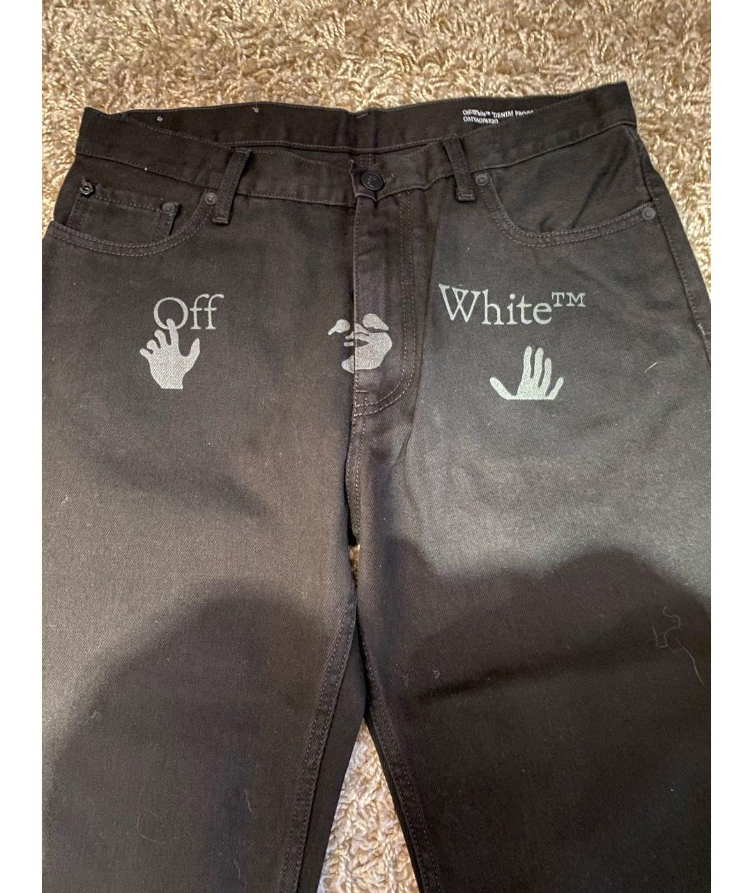 OFF-WHITE Черные хлопковые прямые джинсы, фото 3