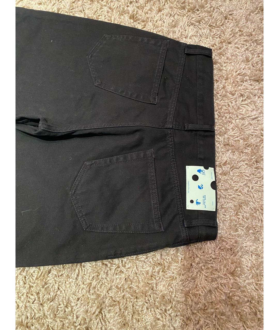 OFF-WHITE Черные хлопковые прямые джинсы, фото 4